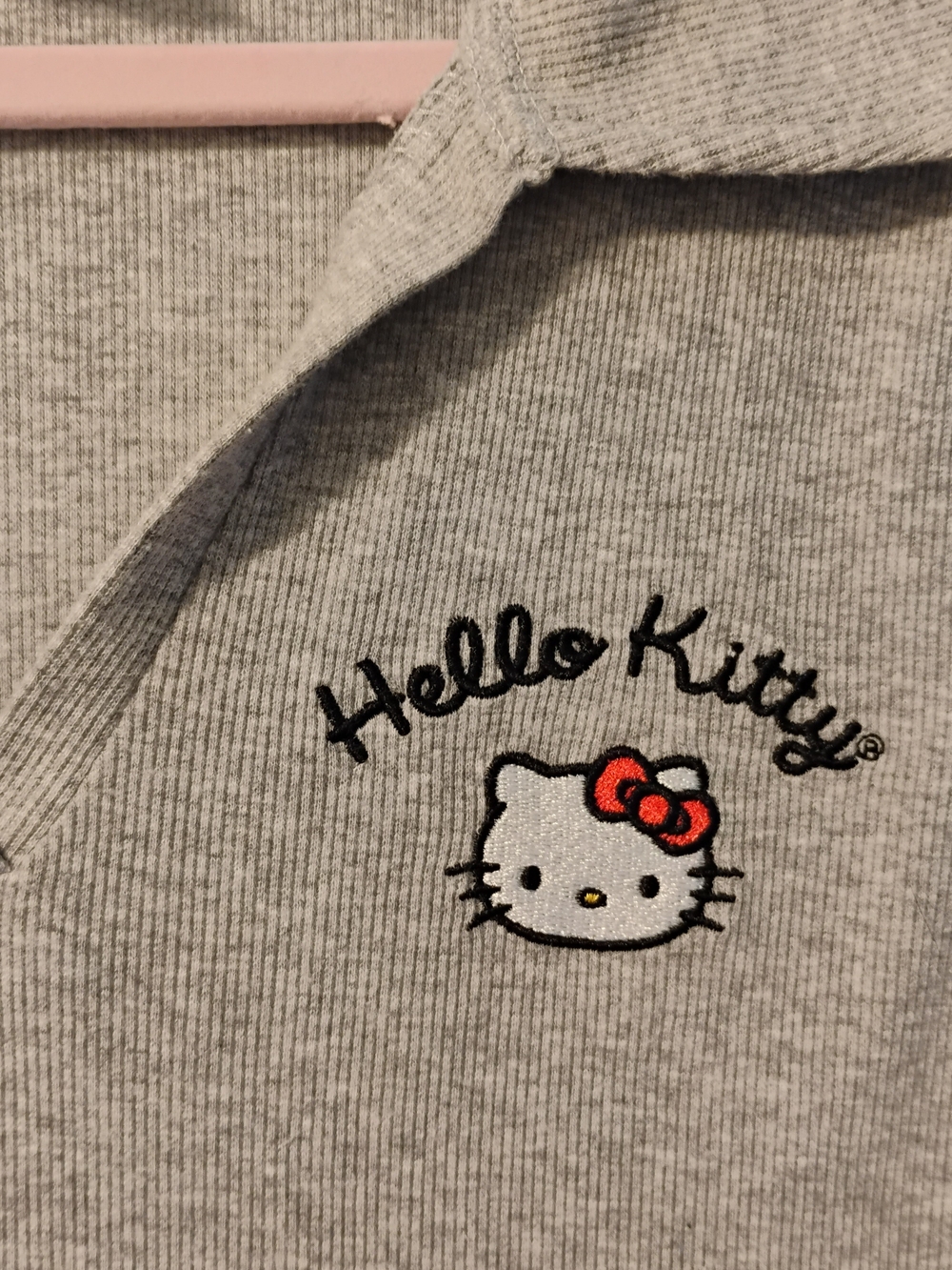 Hello Kitty Gray Mini Polo Dress with Red Bow Embroidery